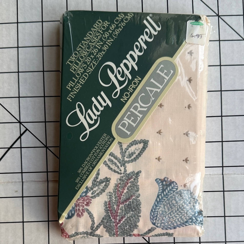 Vintage Lady Pepperell No-Iron Percale Pillowcases – Set of 2, New in Package